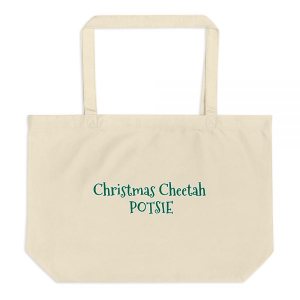 Large organic tote bag: Christmas Cheetah POTSIE