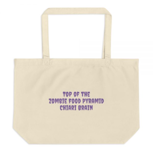 Large organic tote bag: Top of the  Zombie Food Pyramid  Chiari Brain - Image 3