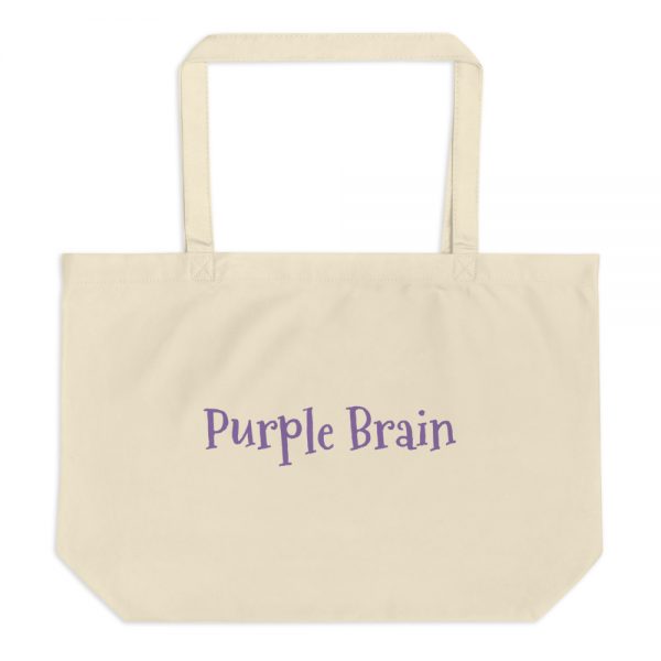 Large organic tote bag:Purple Brain - Image 3